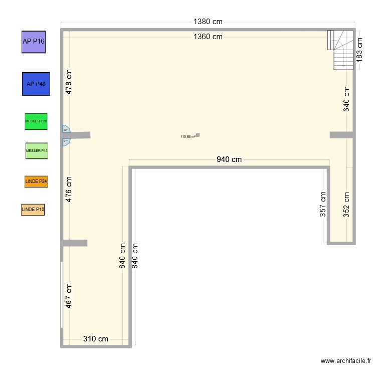 SOD2. Plan de 1 pièce et 116 m2