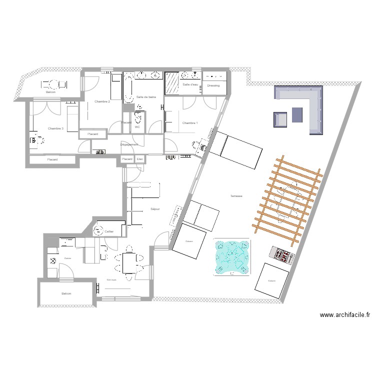 Colin. Plan de 21 pièces et 210 m2