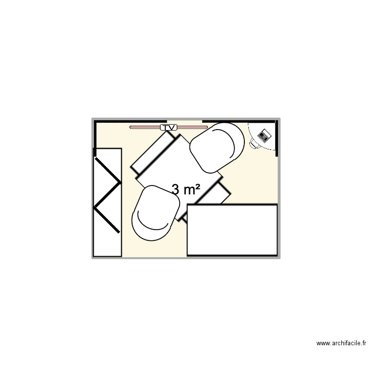 Salon 2. Plan de 1 pièce et 4 m2