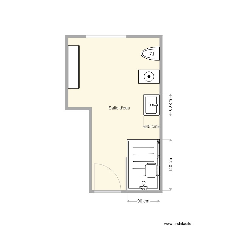 Plan après travaux Hegedus. Plan de 1 pièce et 9 m2