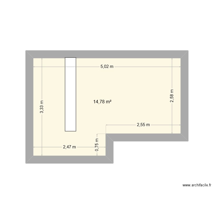 Chambre 2. Plan de 1 pièce et 15 m2