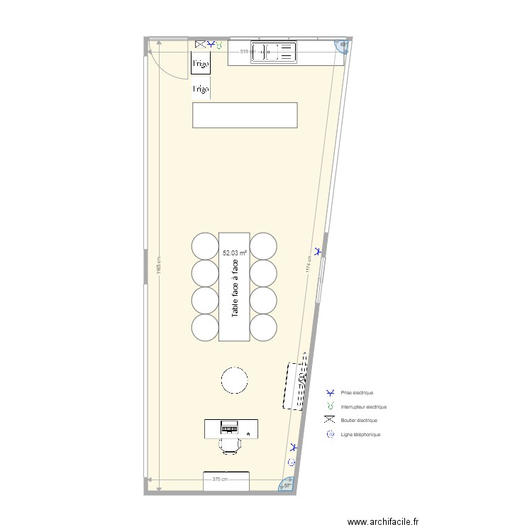 club housse . Plan de 1 pièce et 52 m2