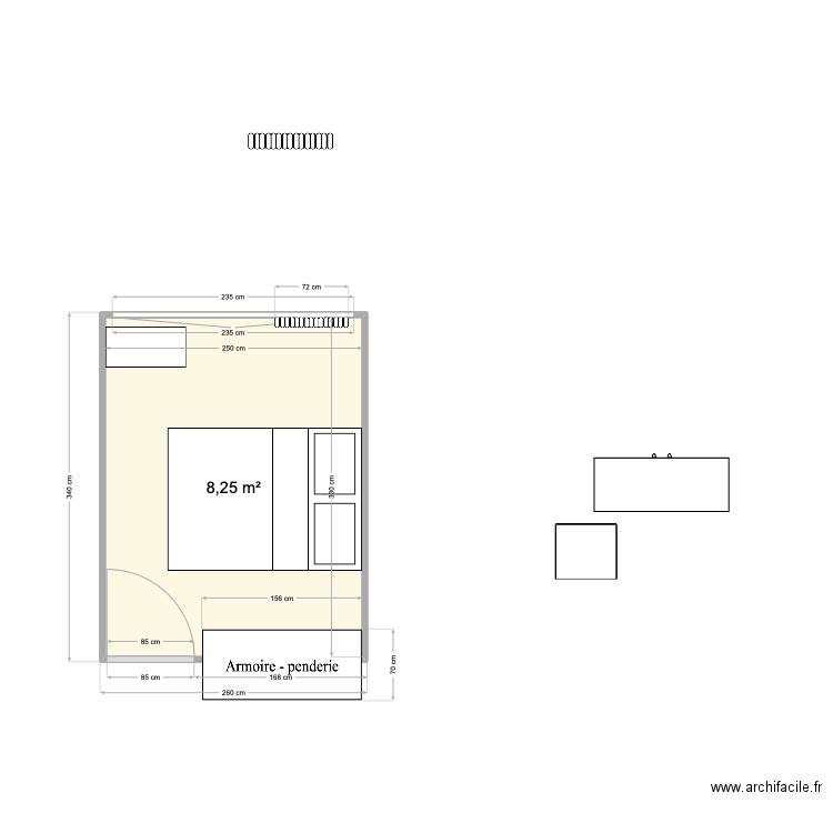 CHAMBRE VANILLE. Plan de 1 pièce et 8 m2