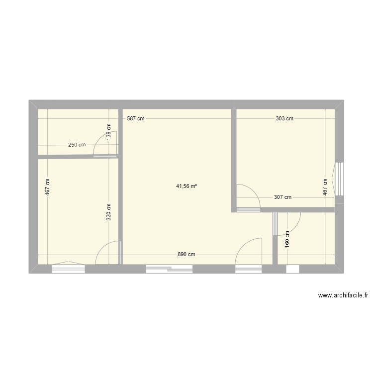 ESSAI. Plan de 1 pièce et 42 m2