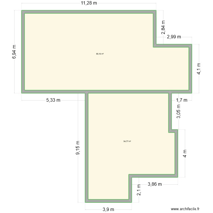 cardan immo. Plan de 2 pièces et 135 m2