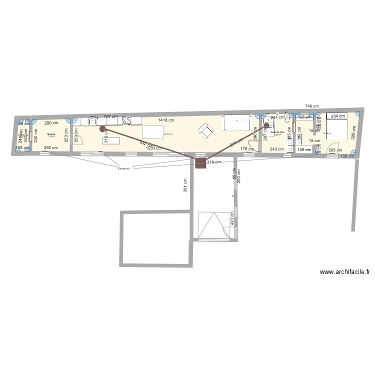 Plan VMC. Plan de 5 pièces et 70 m2