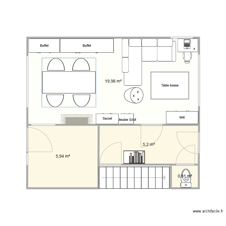 Maison couvin. Plan de 4 pièces et 32 m2