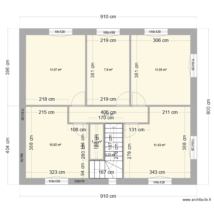 ETAGE PLACOJORGE. Plan de 8 pièces et 60 m2