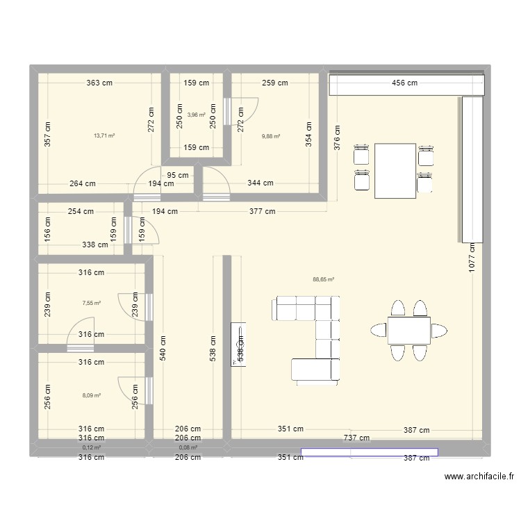 villa Mana. Plan de 8 pièces et 132 m2