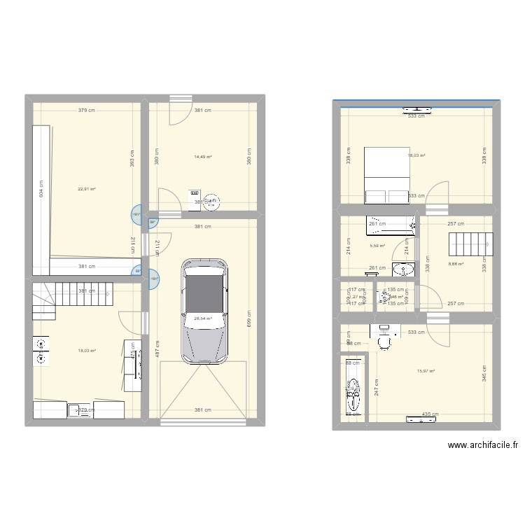 plop. Plan de 11 pièces et 135 m2