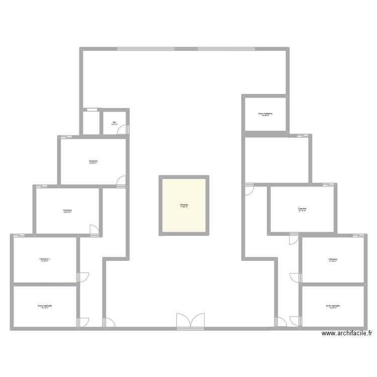  Ouartani house sisters. Plan de 10 pièces et 182 m2