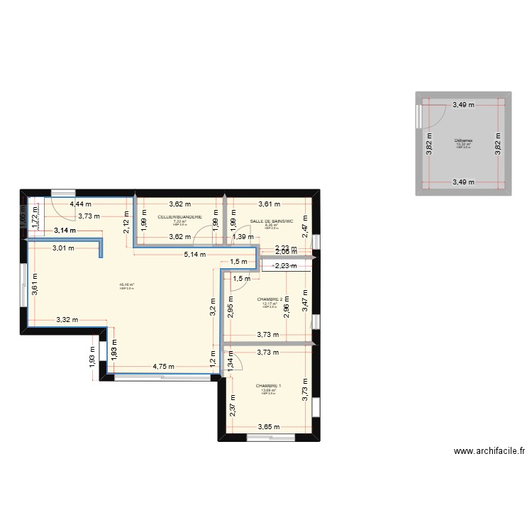 plan L FINAL 2. Plan de 6 pièces et 101 m2