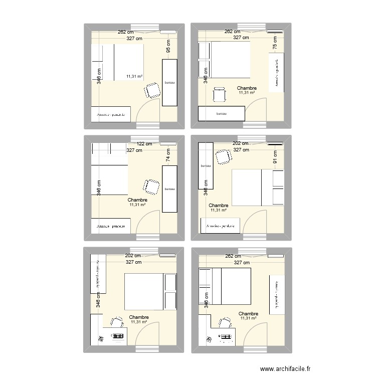 chambre alb. Plan de 6 pièces et 68 m2