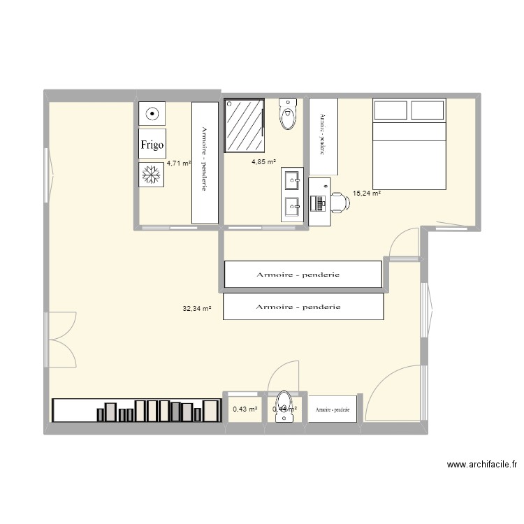 Maison baillargues. Plan de 6 pièces et 58 m2