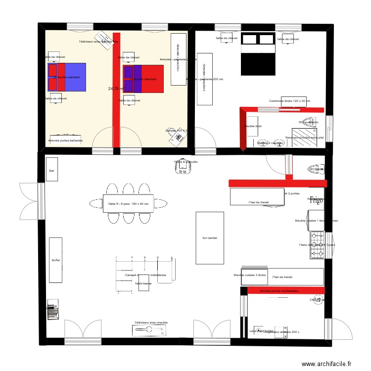 CUISINE. Plan de 1 pièce et 25 m2