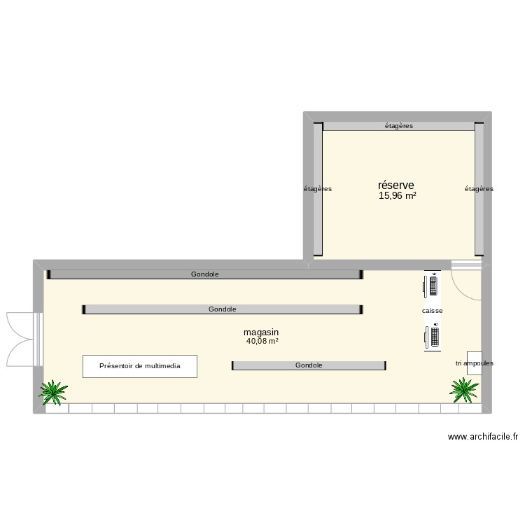 plan ex 3. Plan de 2 pièces et 56 m2