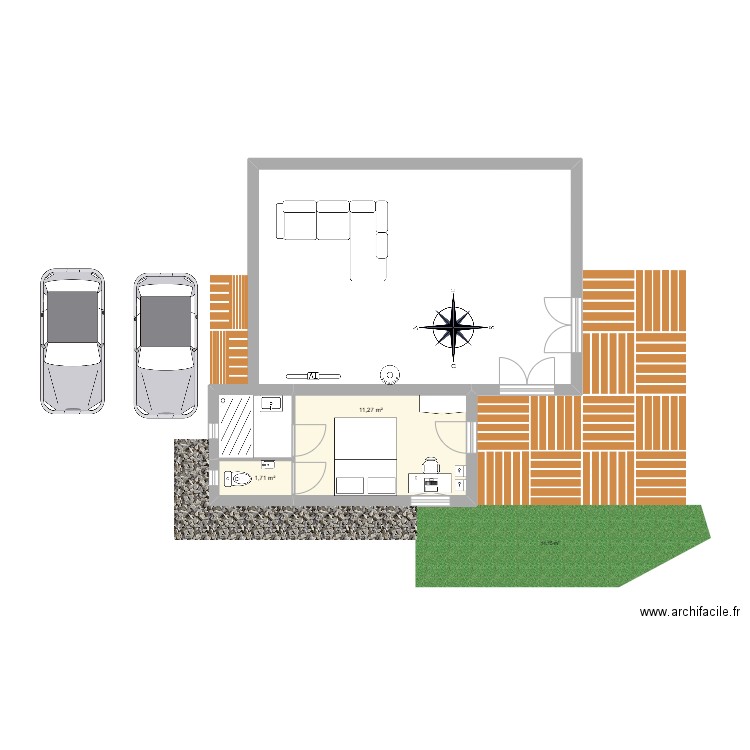 Garage_3. Plan de 2 pièces et 13 m2