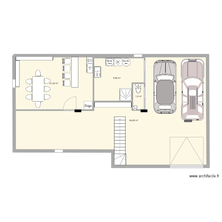 Garage V1. Plan de 4 pièces et 97 m2