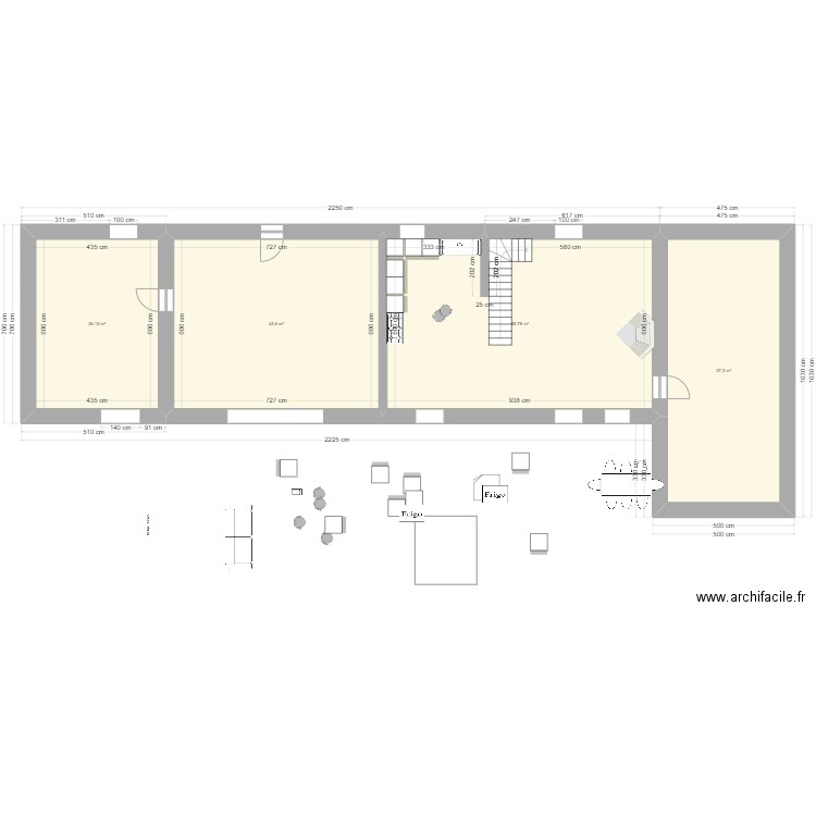 essai. Plan de 4 pièces et 163 m2