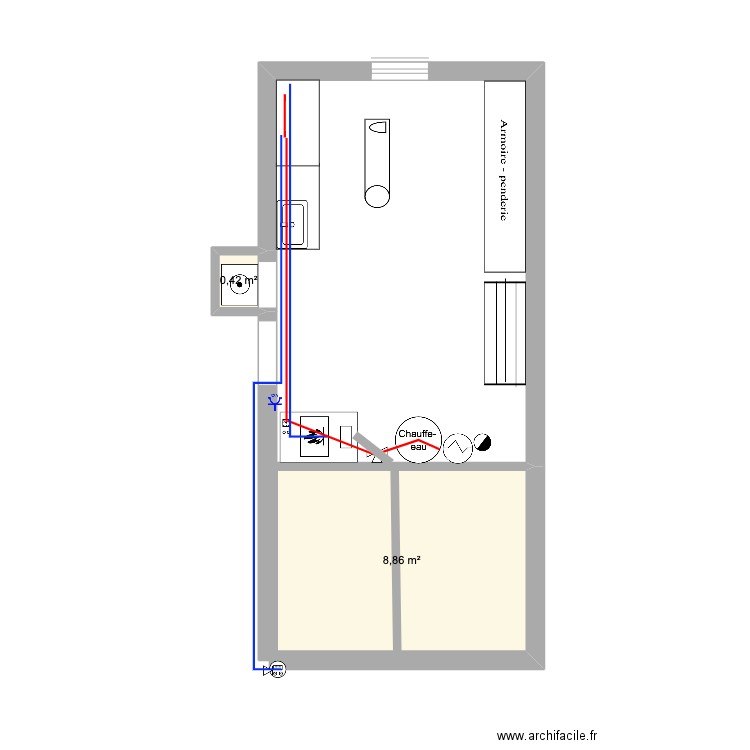 cave 1. Plan de 2 pièces et 9 m2