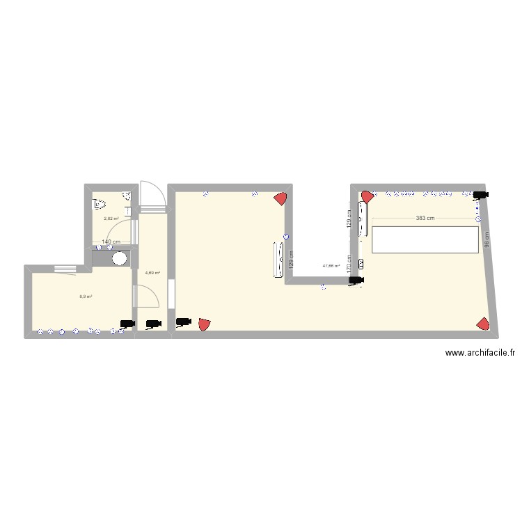 PLAN BAR 1. Plan de 4 pièces et 64 m2