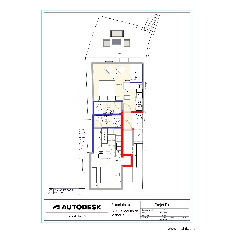 test Plan R1 projet Lesnik. Plan de 5 pièces et 46 m2