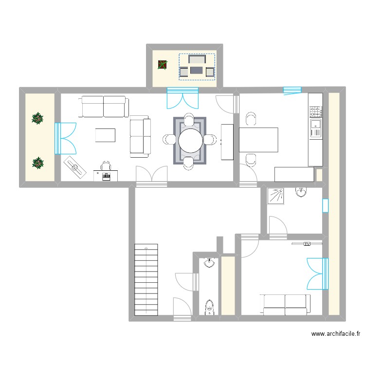 RDC ST JULIEN 8 . Plan de 11 pièces et 106 m2