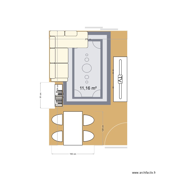 Salon Pri. Plan de 1 pièce et 11 m2