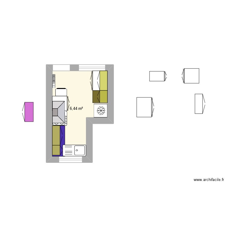 Cuisine 23/03/25 (test). Plan de 1 pièce et 6 m2