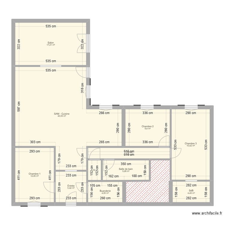 mary. Plan de 12 pièces et 131 m2