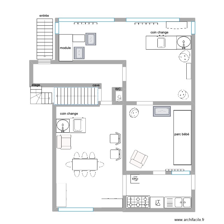 rez-de-chaussé crèche. Plan de 1 pièce et 0 m2