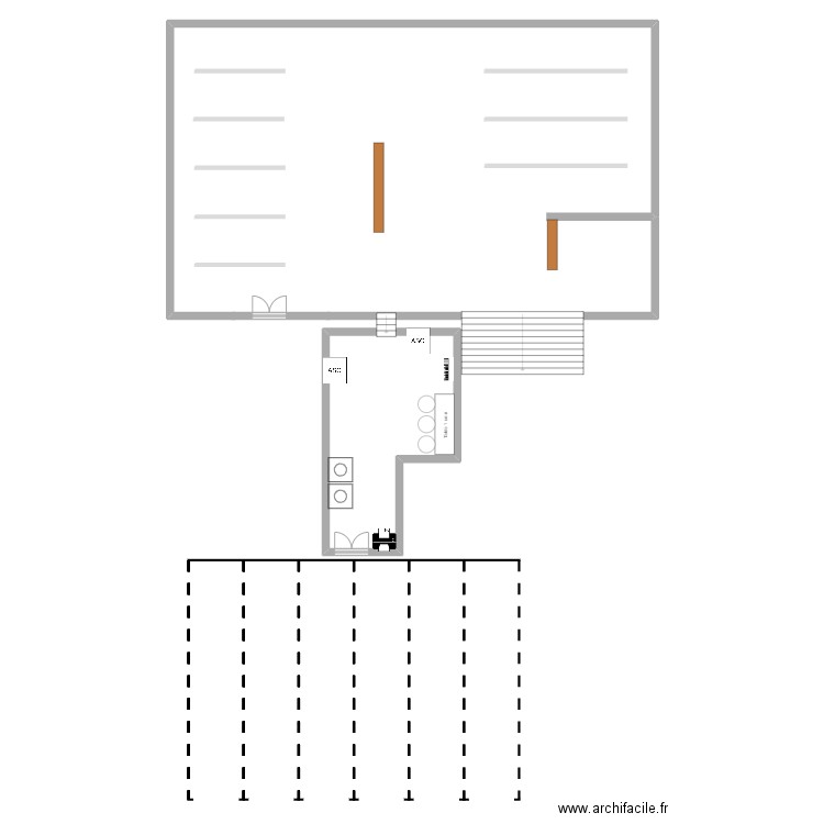 monoprix rdc. Plan de 1 pièce et 37 m2