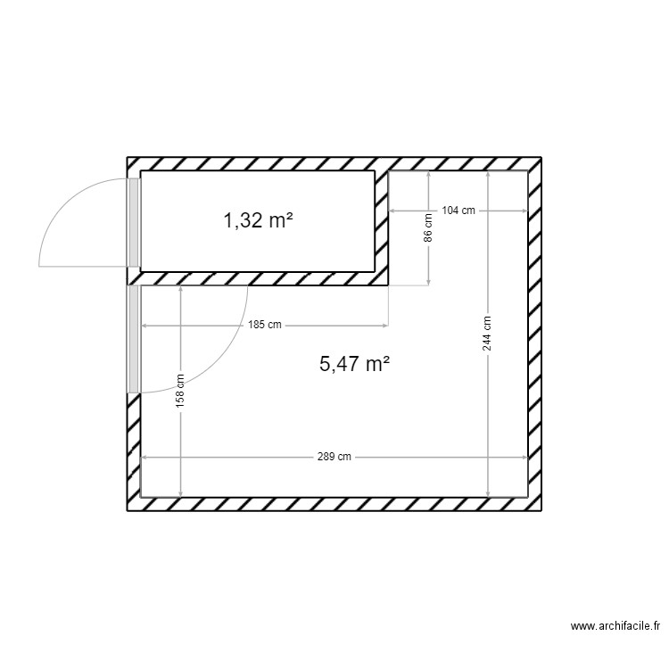 cliente Masson . Plan de 2 pièces et 7 m2