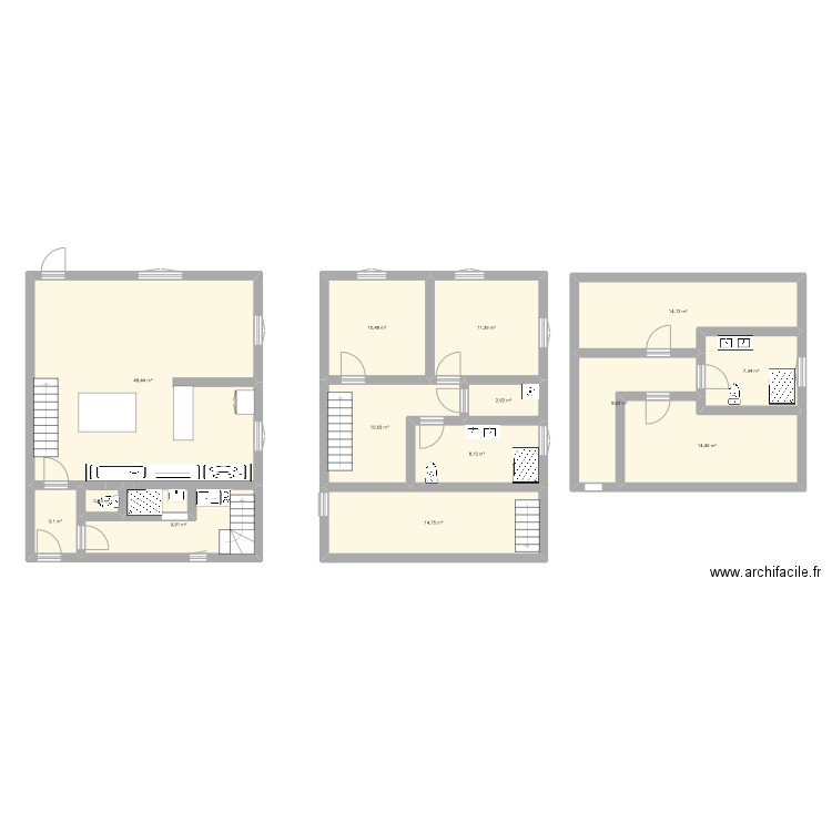 maison mont. Plan de 14 pièces et 165 m2