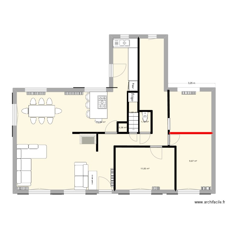 Villandry. Plan de 6 pièces et 99 m2