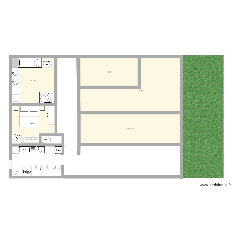 MAISON. Plan de 5 pièces et 105 m2