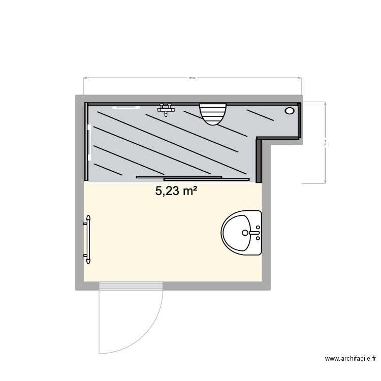 SDB BOUGONNA. Plan de 1 pièce et 5 m2