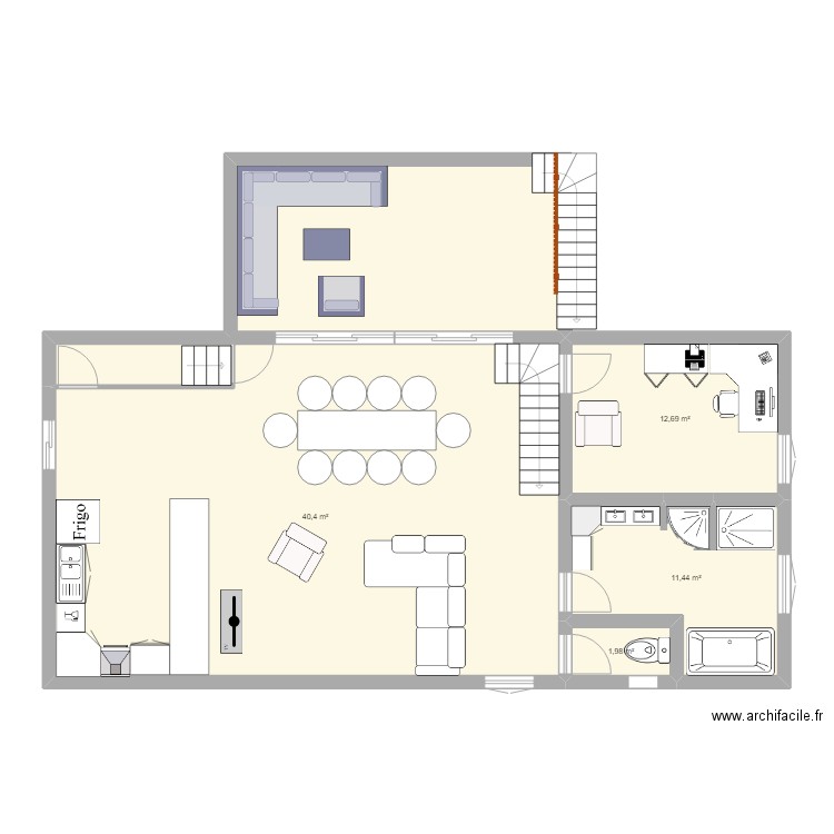 plan maison 1. Plan de 4 pièces et 91 m2