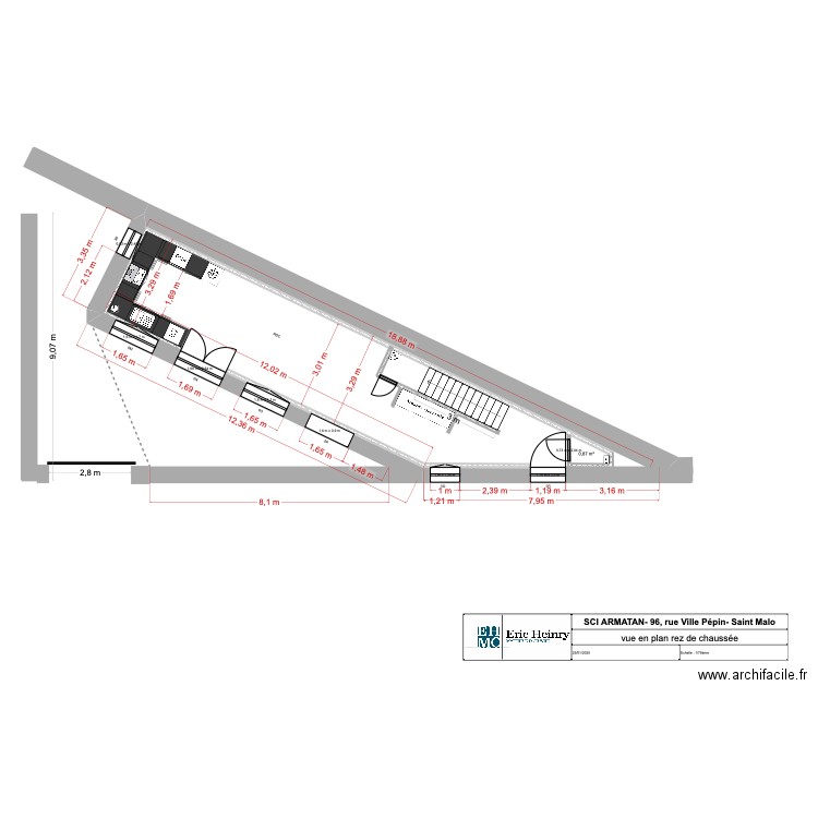 Vue en plan ARMATAN RDC/R1. Plan de 5 pièces et 44 m2