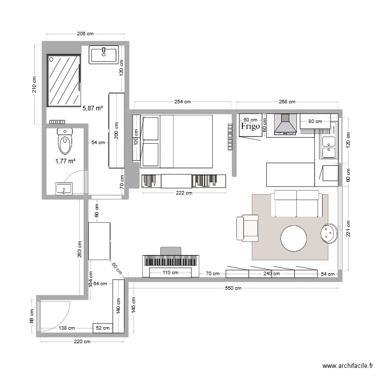 SAINT LEGER aménagé. Plan de 4 pièces et 36 m2