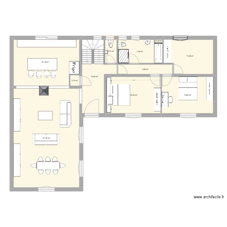 chaudon 2. Plan de 11 pièces et 134 m2