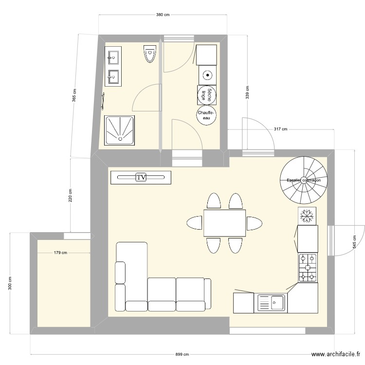 COEX. Plan de 4 pièces et 46 m2