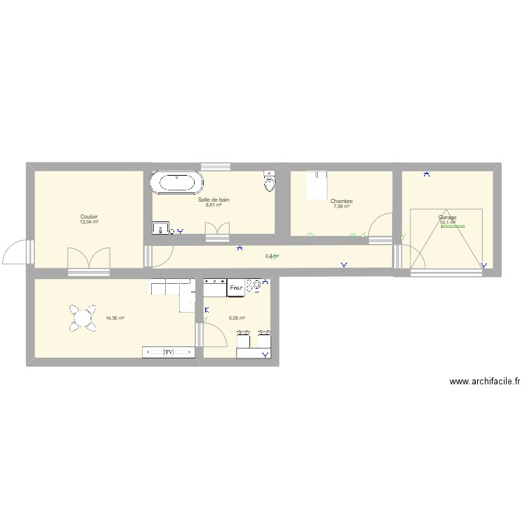 MAISON DE LOUIS2. Plan de 7 pièces et 65 m2