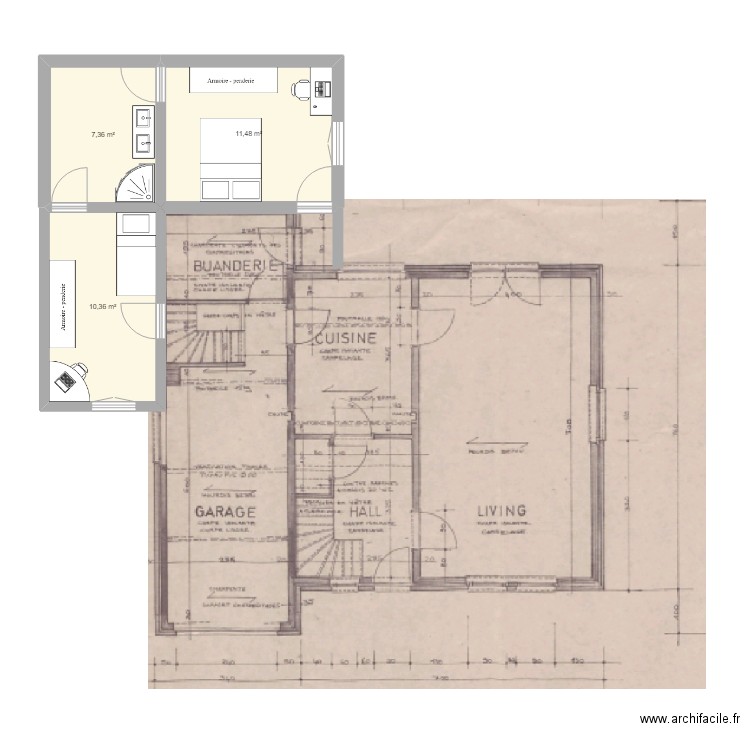 autre. Plan de 3 pièces et 29 m2