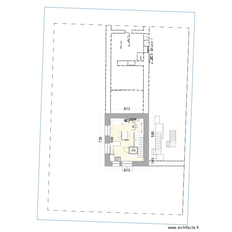 Vo_Longère manon. Plan de 5 pièces et 55 m2