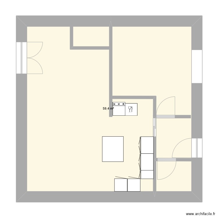 SCI KERMYL V3. Plan de 1 pièce et 59 m2