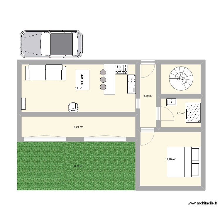 rfff. Plan de 6 pièces et 51 m2