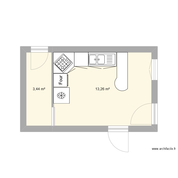 plan 1. Plan de 2 pièces et 17 m2