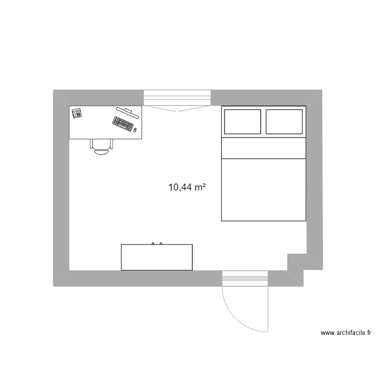 Chambre1. Plan de 1 pièce et 10 m2