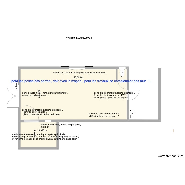  HANGARD 15 MENUISIER. Plan de 3 pièces et 49 m2